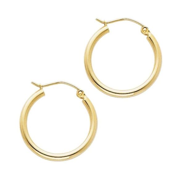 14K real gold Hoop Earrings | Hoop earrings | 2 mm thickness | 20 mm Diameter | - Picture 7 of 7